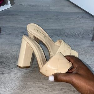 Nude thick heels